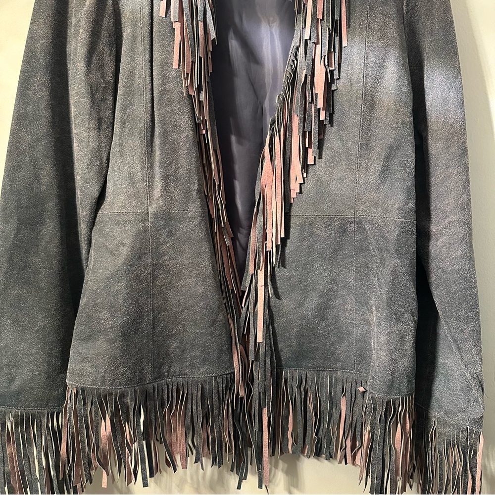 Wilsons Leather Gray Fringe Jacket - Picture 5 of 15